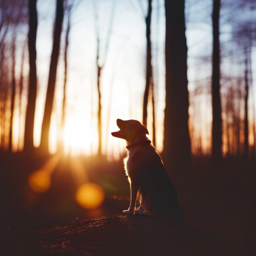  the essence of the wild with a captivating image of a majestic forest at sunset, where a loyal canine companion exudes the spirit of nature-inspired dog names