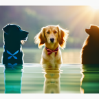 An image showcasing three diverse dog silhouettes in a harmonious pose, their names gracefully intertwined with decorative ribbons