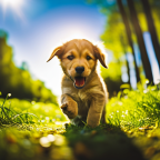 An image that showcases a diverse range of adorable puppies, each with a unique name tag, as they frolic and play in a vibrant, sunlit park setting, capturing the essence of our Puppy Name Generator