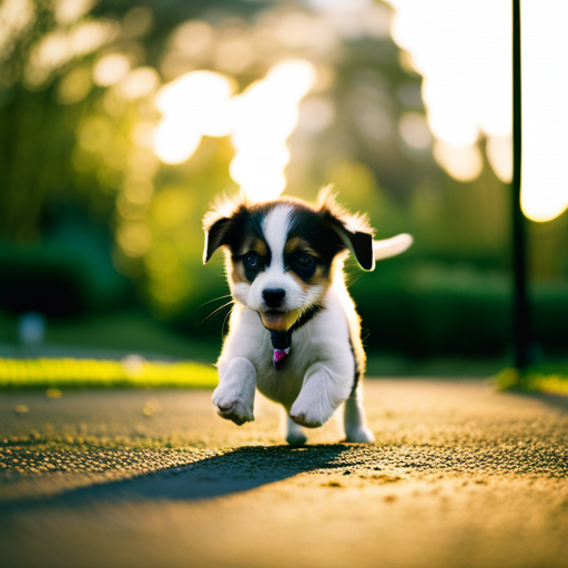 An image that showcases a diverse range of adorable puppies, each with a unique name tag, as they frolic and play in a vibrant, sunlit park setting, capturing the essence of our Puppy Name Generator