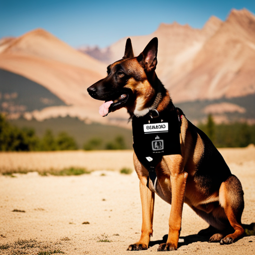 An image showcasing a sleek, regal Belgian Malinois standing beside a customizable name tag, representing our innovative Belgian Malinois Name Generator