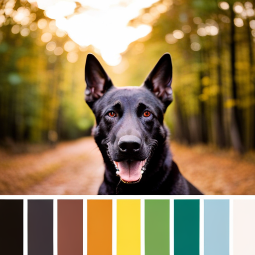 An image of a vibrant, artistic palette with an assortment of unique Belgian Malinois-inspired colors