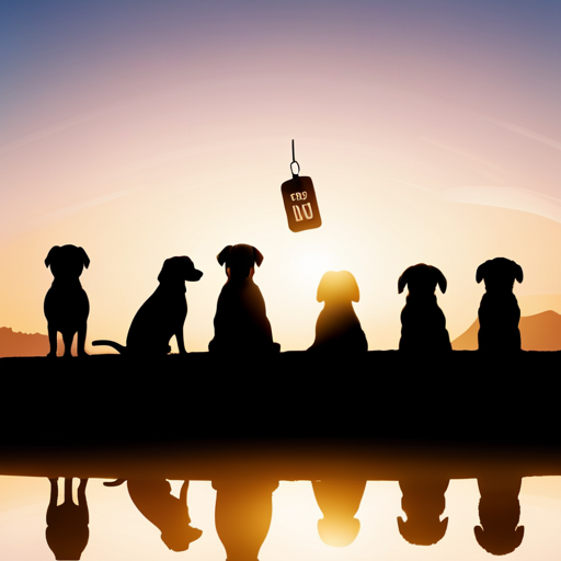 A vibrant image showcasing a diverse collection of playful dog silhouettes, each with a unique name tag