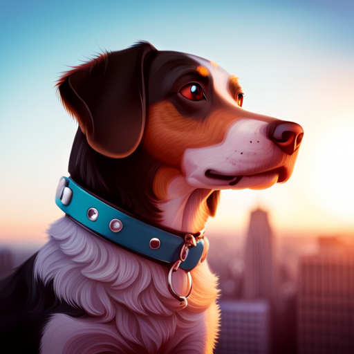 An image that showcases a sleek, futuristic dog collar with a vintage charm