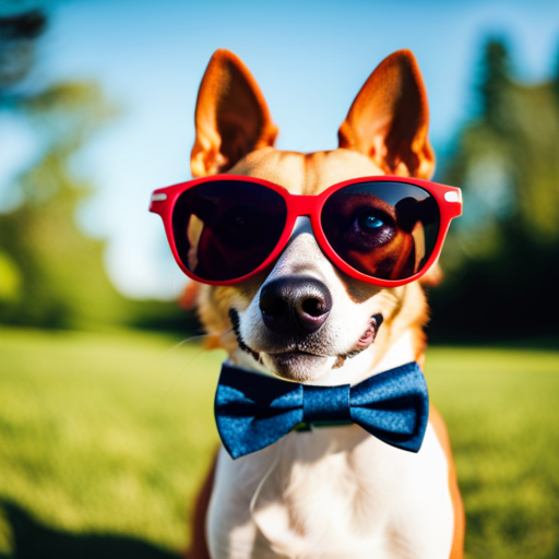 An image showcasing a trendy, vibrant dog park scene with adorable canines posing against colorful backdrops, sporting quirky accessories like sunglasses and bow ties, perfectly capturing the essence of the Dog Instagram Name Generator