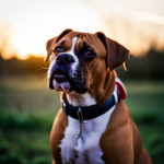 An image showcasing a diverse range of Boxer dogs, each with unique personalities, playfully displaying name tags that reflect their individual traits