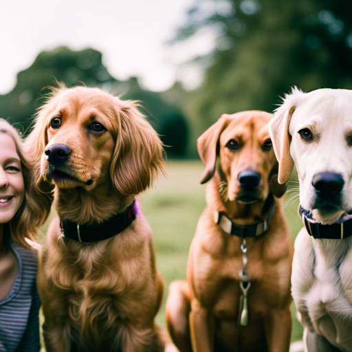 An image showcasing a diverse group of dogs with gender neutral names, such as Riley, Charlie, and Taylor, to illustrate the positive impact of embracing inclusivity and breaking down stereotypes in society