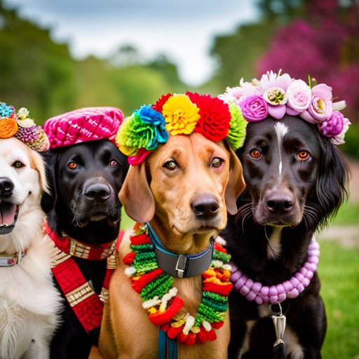 An image featuring a diverse group of dogs, each representing a different ethnic heritage
