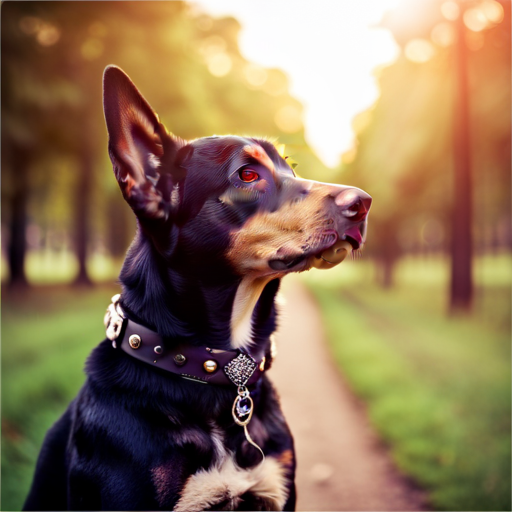 An image showcasing a dog wearing a personalized collar adorned with the AKC-approved name generated by the AKC Name Generator
