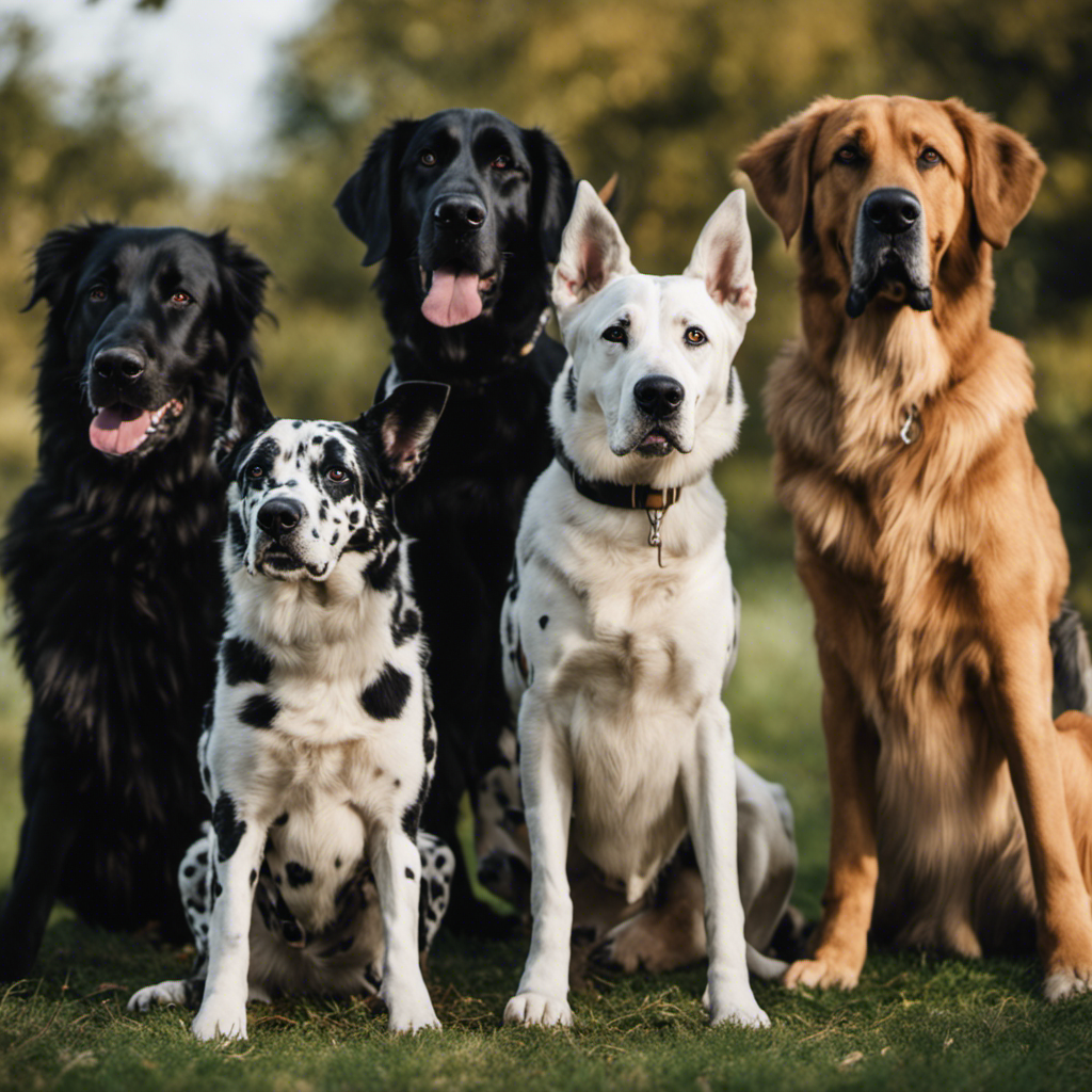 An image featuring a diverse group of dog breeds - a regal Great Dane, a playful Dalmatian, an energetic Border Collie, and a loyal German Shepherd - all obediently responding to Italian commands