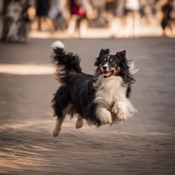An image capturing the essence of Italian dog commands: showcase a lively canine gracefully moving, responding to the "Balla" (Dance) command