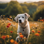 An image depicting an Italian dog exploring nature, capturing its curiosity and adventurous spirit