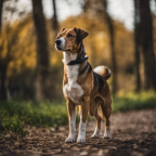 An image capturing a dog's unwavering posture, standing motionless with intense focus